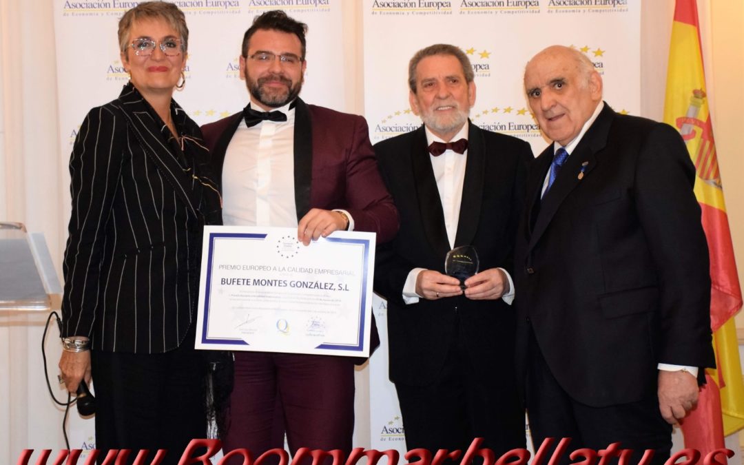 Bufete Montes González distinguido con el Premio Europeo a la Calidad Empresarial